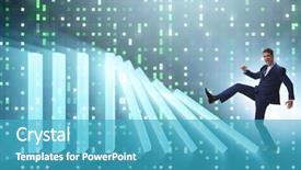  Presentation with domino - Slide set consisting of businessman in domino effect business background and a teal colored foreground