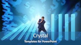 Presentation with domino - Theme enhanced with businessman in domino effect business background and a teal colored foreground
