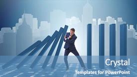  Presentation with domino - Amazing presentation theme having businessman in domino effect business backdrop and a teal colored foreground