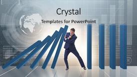  Presentation with domino - PPT theme consisting of businessman in domino effect business background and a light blue colored foreground