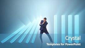  Presentation with domino - Colorful presentation theme enhanced with businessman in domino effect business backdrop and a teal colored foreground