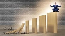  Presentation with domino - Cool new slides with businessman-in-domino-effect-concept backdrop and a coral colored foreground