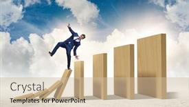  Presentation with domino - Beautiful presentation theme featuring businessman-in-domino-effect-concept backdrop and a soft green colored foreground