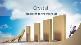  Presentation with domino - Audience pleasing presentation theme consisting of businessman-in-domino-effect-concept backdrop and a sky blue colored foreground