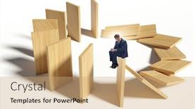  Presentation with domino - Slide set having businessman-in-domino-effect-concept background and a coral colored foreground