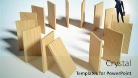  Presentation with domino - Cool new slide set with businessman-in-domino-effect-concept backdrop and a coral colored foreground