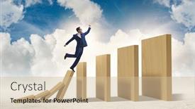  Presentation with domino - Amazing presentation theme having businessman-in-domino-effect-concept backdrop and a soft green colored foreground