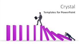  Presentation with domino - Presentation theme having businessman-in-domino-effect-concept background and a white colored foreground