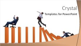  Presentation with domino - Theme enhanced with businessman-in-domino-effect-concept background and a white colored foreground