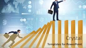  Presentation with domino - Theme consisting of businessman-in-domino-effect-concept background and a yellow colored foreground