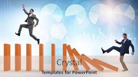  Presentation with domino - Slide deck enhanced with businessman-in-domino-effect-concept background and a coral colored foreground