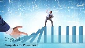  Presentation with domino - Presentation featuring businessman-in-domino-effect-concept background and a light blue colored foreground