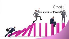  Presentation with domino - Slide deck enhanced with businessman-in-domino-effect-concept background and a white colored foreground