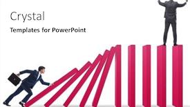  Presentation with domino - Presentation design enhanced with businessman-in-domino-effect-concept background and a white colored foreground