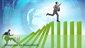  Presentation with domino - Slide deck with businessman-in-domino-effect-concept background and a seafoam green colored foreground