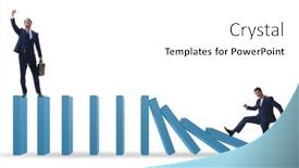  Presentation with domino - Slides featuring businessman-in-domino-effect-concept background and a white colored foreground