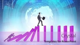  Presentation with domino - Slide set consisting of businessman-in-domino-effect-concept background and a lilac colored foreground