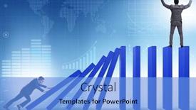  Presentation with domino - PPT theme having businessman-in-domino-effect-concept background and a light blue colored foreground