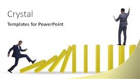  Presentation with domino - Presentation enhanced with businessman-in-domino-effect-concept background and a white colored foreground