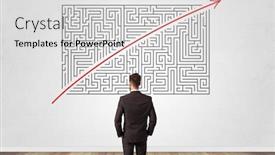  Presentation with maze - Presentation theme with businessman in doubt looking to a maze and searching the way background and a light gray colored foreground