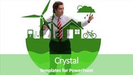  Presentation with green - Colorful slide set enhanced with businessman in ecological green concept backdrop and a shamrock green colored foreground