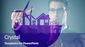  Presentation with green - Presentation design featuring businessman in ecological green concept background and a navy blue colored foreground