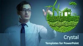  Presentation with green - Cool new PPT theme with businessman in ecological green concept backdrop and a ocean colored foreground