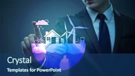  Presentation with green - Colorful presentation theme enhanced with businessman in ecological green concept backdrop and a ocean colored foreground