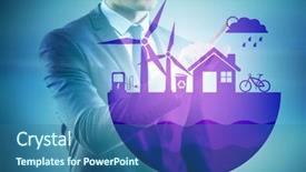  Presentation with green globe - Slide deck featuring businessman in ecological green concept background and a ocean colored foreground