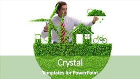  Presentation with green globe - Slide deck enhanced with businessman in ecological green concept background and a shamrock green colored foreground