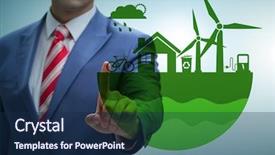  Presentation with green globe - Slide set consisting of businessman in ecological green concept background and a navy blue colored foreground