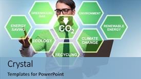  Presentation with air pollution ecology and behavior - Colorful presentation design enhanced with businessman in ecology and environment backdrop and a light blue colored foreground
