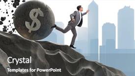  Presentation with economic - Beautiful PPT theme featuring businessman in economic crisis business backdrop and a dark gray colored foreground