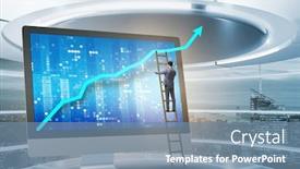  Presentation with forecasting - Cool new PPT theme with businessman in economic forecasting concept with charts backdrop and a seafoam green colored foreground