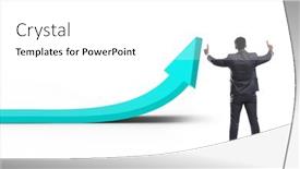  Presentation with stock markets and economic growth - Beautiful presentation design featuring businessman-in-economic-growth-concept backdrop and a white colored foreground