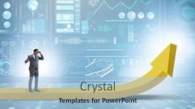  Presentation with economic - Beautiful PPT theme featuring businessman-in-economic-growth-concept backdrop and a light blue colored foreground