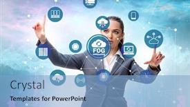  Presentation with fog computing - Slide set with peer - businessman in edge and fog background and a light blue colored foreground