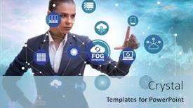  Presentation with fog computing - Presentation theme having businessman-in-edge-and-fog background and a light blue colored foreground