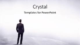  Presentation with space suit - Colorful theme enhanced with businessman in elegant suit standing backdrop and a sky blue colored foreground