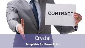  Presentation with contract - Colorful slide deck enhanced with businessman-in-employment-contract-concept backdrop and a ocean colored foreground