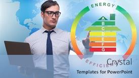  Presentation with energy efficiency - PPT layouts featuring businessman-in-energy-efficiency-concept background and a light blue colored foreground
