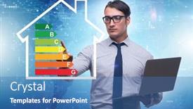  Presentation with energy efficiency - Amazing slides having businessman in energy efficiency concept backdrop and a teal colored foreground