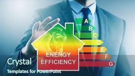  Presentation with energy efficiency - Beautiful presentation theme featuring businessman in energy efficiency concept backdrop and a ocean colored foreground
