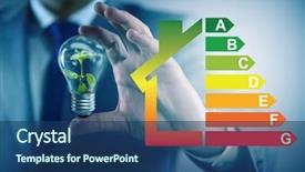  Presentation with energy efficiency - Slides enhanced with businessman in energy efficiency concept background and a ocean colored foreground