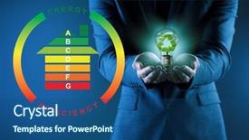  Presentation with energy efficiency - Audience pleasing presentation theme consisting of businessman in energy efficiency concept backdrop and a ocean colored foreground