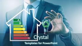  Presentation with energy efficiency - Presentation featuring businessman in energy efficiency concept background and a ocean colored foreground