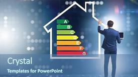  Presentation with energy efficiency - Presentation featuring green computing emergy technology - businessman in energy efficiency concept background and a ocean colored foreground