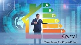  Presentation with energy efficiency - Colorful PPT theme enhanced with effectiveness up - businessman in energy efficiency concept backdrop and a light blue colored foreground