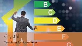  Presentation with energy efficiency - Colorful theme enhanced with businessman-in-energy-efficiency-concept backdrop and a gold colored foreground