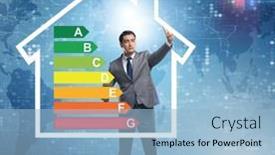  Presentation with energy efficiency - PPT theme consisting of businessman-in-energy-efficiency-concept and a  colored foreground